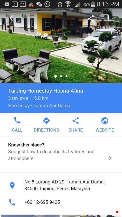 Taiping Homestay Husna Afina מראה חיצוני תמונה